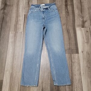 Abercrombie & Fitch 90s Straight Leg High Rise Criss-cross Waist Jeans